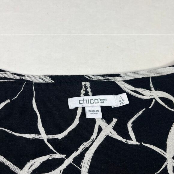 Chicos Abstract Print Shirt Short Sleeve Square Neck Cotton Casual Tee 4 XXL - Picture 4 of 10